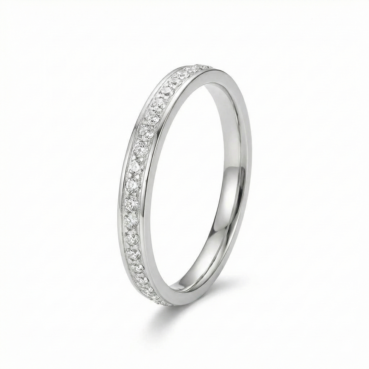 channel set half eternity ring - channel set eternity band - half eternity ring - half band eternity ring - channel set band ring - slim eternity ring - stacking band ring - minimalist silver ring - channel set wedding band - sparkling band ring