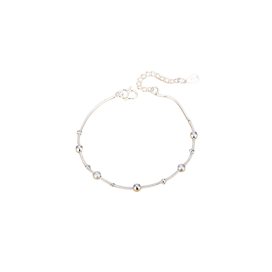 bead station anklet - beaded station anklet - ball station anklet - satellite anklet - satellite chain anklet - beaded chain anklet - silver anklet - dainty silver anklet - minimalist anklet - stacking anklet