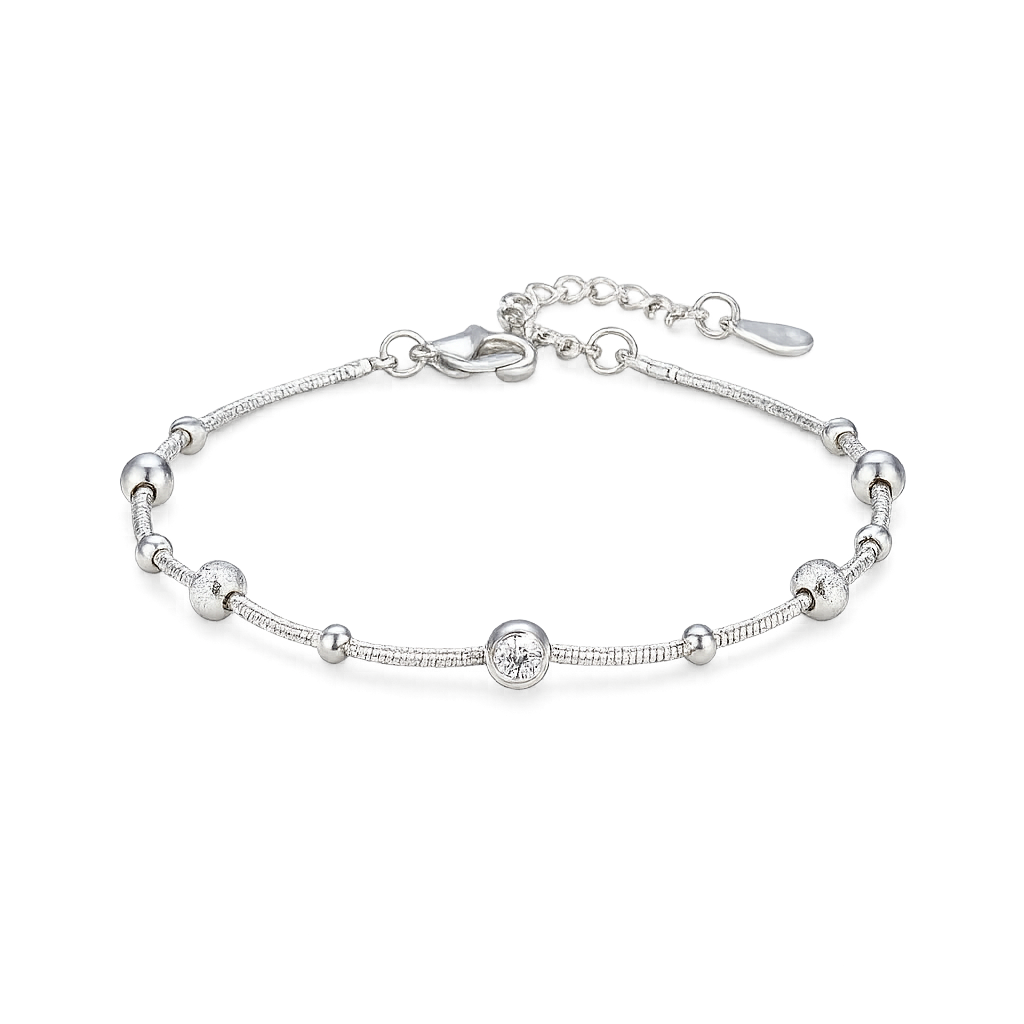 bead station anklet - beaded station anklet - ball station anklet - satellite anklet - satellite chain anklet - beaded chain anklet - silver anklet - dainty silver anklet - minimalist anklet - stacking anklet