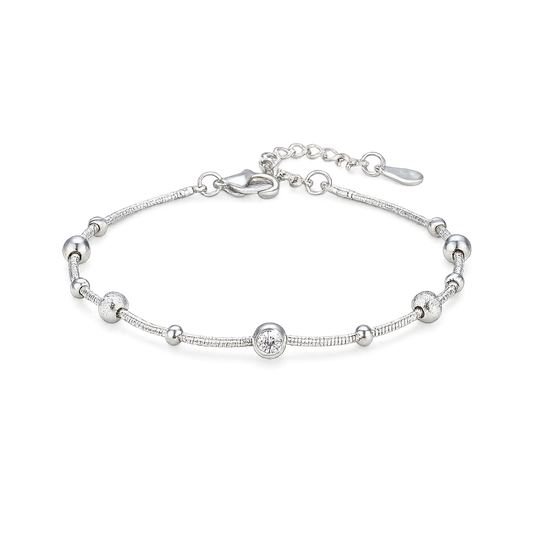 bead station anklet - beaded station anklet - ball station anklet - satellite anklet - satellite chain anklet - beaded chain anklet - silver anklet - dainty silver anklet - minimalist anklet - stacking anklet