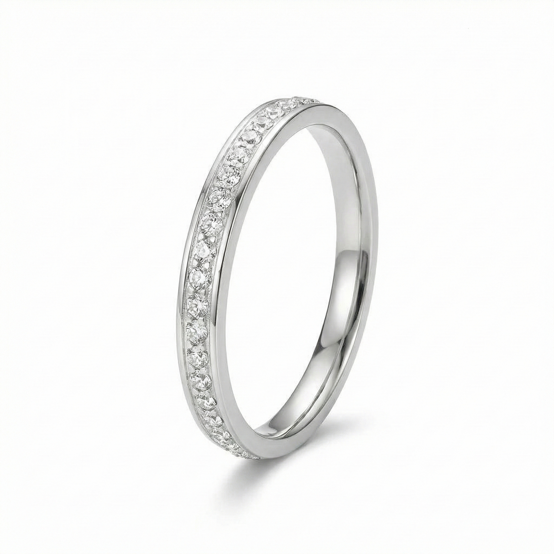 channel set half eternity ring - channel set eternity band - half eternity ring - half band eternity ring - channel set band ring - slim eternity ring - stacking band ring - minimalist silver ring - channel set wedding band - sparkling band ring