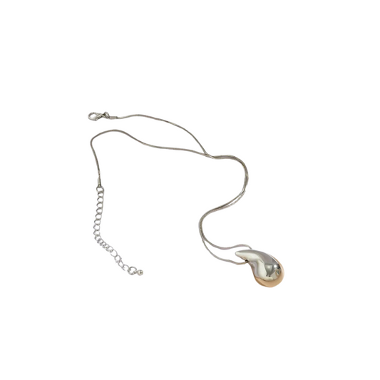 droplet pendant necklace - water drop pendant necklace - teardrop pendant necklace - silver droplet necklace - silver teardrop necklace - snake chain pendant necklace - sculptural pendant necklace - minimalist pendant necklace - molten pendant necklace - liquid pendant necklace