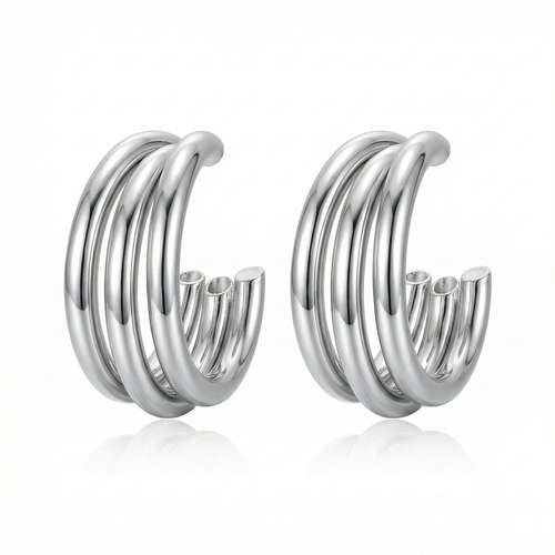 triple row hoop earrings - open triple hoop earrings - triple huggie hoop earrings - triple hoop earrings - chunky triple hoop earrings - silver triple hoop earrings - triple band hoop earrings - multi row hoop earrings - triple hoop huggies - silver chunky hoop earrings